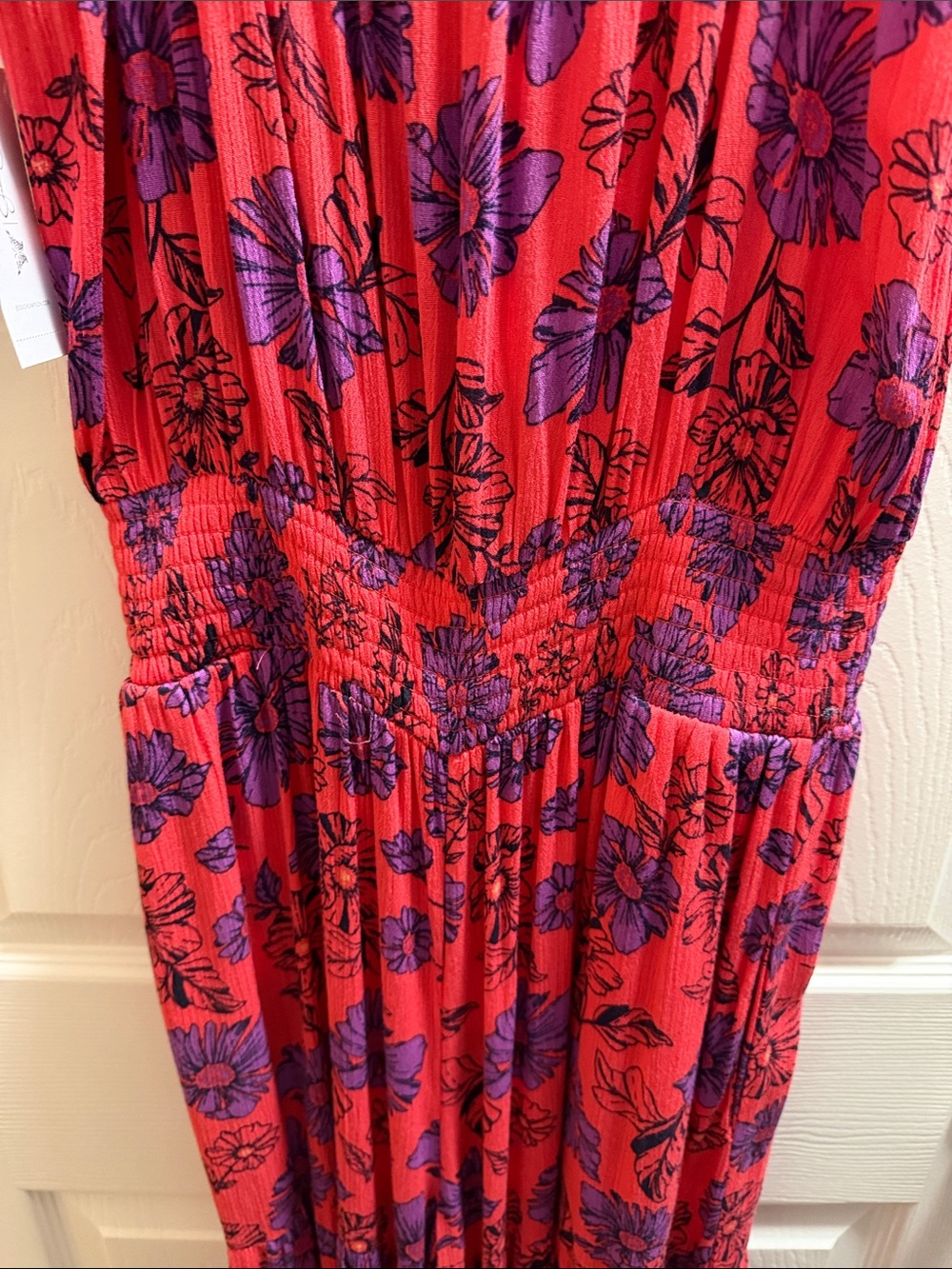 Wide Leg Jumpsuit Red with Purple Floral Print - Picture 4 of 9